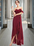 Quintina A-Line Off-the-Shoulder Asymmetrical Bridesmaid Dress With Ruffle Split Front STIP0013141