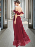 Quintina A-Line Off-the-Shoulder Asymmetrical Bridesmaid Dress With Ruffle Split Front STIP0013141