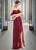 Quintina A-Line Off-the-Shoulder Asymmetrical Bridesmaid Dress With Ruffle Split Front STIP0013141