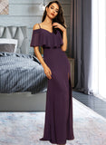 Alexa Sheath/Column Off-the-Shoulder Floor-Length Chiffon Bridesmaid Dress With Split Front STIP0013144