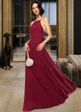 Logan A-Line Scoop Neck Square Neckline Floor-Length Chiffon Bridesmaid Dress STIP0013146