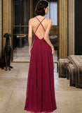 Logan A-Line Scoop Neck Square Neckline Floor-Length Chiffon Bridesmaid Dress STIP0013146