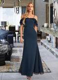 Kaitlyn Sheath/Column Off-the-Shoulder Floor-Length Bridesmaid Dress With Ruffle Beading STIP0013149