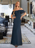 Kaitlyn Sheath/Column Off-the-Shoulder Floor-Length Bridesmaid Dress With Ruffle Beading STIP0013149