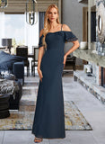 Kaitlyn Sheath/Column Off-the-Shoulder Floor-Length Bridesmaid Dress With Ruffle Beading STIP0013149