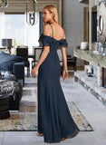 Kaitlyn Sheath/Column Off-the-Shoulder Floor-Length Bridesmaid Dress With Ruffle Beading STIP0013149