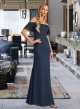 Kaitlyn Sheath/Column Off-the-Shoulder Floor-Length Bridesmaid Dress With Ruffle Beading STIP0013149