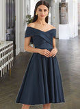 EmeryPiper A-Line Off-the-Shoulder Knee-Length Bridesmaid Dress With Pockets STIP0013150