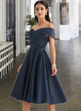 EmeryPiper A-Line Off-the-Shoulder Knee-Length Bridesmaid Dress With Pockets STIP0013150