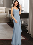 Coral Sheath/Column V-neck Floor-Length Bridesmaid Dress STIP0013152