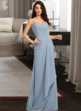 Coral Sheath/Column V-neck Floor-Length Bridesmaid Dress STIP0013152