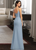 Coral Sheath/Column V-neck Floor-Length Bridesmaid Dress STIP0013152