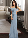 Coral Sheath/Column V-neck Floor-Length Bridesmaid Dress STIP0013152