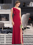 Kristina Sheath/Column One-Shoulder Floor-Length Stretch Crepe Bridesmaid Dress With Split Front STIP0013153