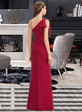 Kristina Sheath/Column One-Shoulder Floor-Length Stretch Crepe Bridesmaid Dress With Split Front STIP0013153