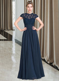 Sienna A-Line Sweetheart Floor-Length Chiffon Lace Bridesmaid Dress With Ruffle STIP0013163