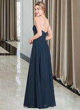 Sienna A-Line Sweetheart Floor-Length Chiffon Lace Bridesmaid Dress With Ruffle STIP0013163