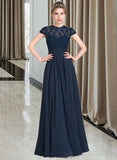 Sienna A-Line Sweetheart Floor-Length Chiffon Lace Bridesmaid Dress With Ruffle STIP0013163