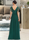 Zoie A-Line V-neck Floor-Length Bridesmaid Dress With Lace Split Front STIP0013166