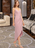 Naima Sheath/Column V-neck Asymmetrical Stretch Crepe Bridesmaid Dress STIP0013167