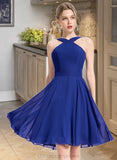 Tracy A-line V-Neck Knee-Length Chiffon Bridesmaid Dress STIP0013170