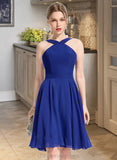 Tracy A-line V-Neck Knee-Length Chiffon Bridesmaid Dress STIP0013170