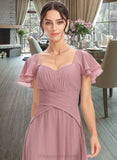 Madisyn A-Line Square Neckline Floor-Length Bridesmaid Dress With Ruffle Cascading Ruffles STIP0013172