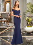 Mavis Trumpet/Mermaid Off-the-Shoulder Floor-Length Stretch Crepe Bridesmaid Dress With Split Front STIP0013175