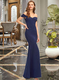 Mavis Trumpet/Mermaid Off-the-Shoulder Floor-Length Stretch Crepe Bridesmaid Dress With Split Front STIP0013175