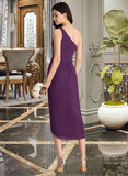 Nia Sheath/Column One-Shoulder Asymmetrical Chiffon Bridesmaid Dress With Ruffle STIP0013176