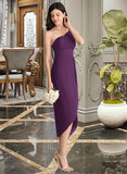 Nia Sheath/Column One-Shoulder Asymmetrical Chiffon Bridesmaid Dress With Ruffle STIP0013176