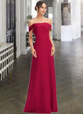 Shiloh Sheath/Column Off-the-Shoulder Floor-Length Bridesmaid Dress With Ruffle STIP0013177