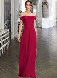 Shiloh Sheath/Column Off-the-Shoulder Floor-Length Bridesmaid Dress With Ruffle STIP0013177