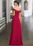 Shiloh Sheath/Column Off-the-Shoulder Floor-Length Bridesmaid Dress With Ruffle STIP0013177