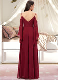 Kinsley A-line V-Neck Floor-Length Chiffon Bridesmaid Dress STIP0013178