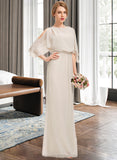 Caroline Sheath/Column Scoop Neck Floor-Length Chiffon Bridesmaid Dress With Cascading Ruffles STIP0013180