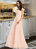 Greta A-Line Square Neckline Floor-Length Bridesmaid Dress With Split Front STIP0013186