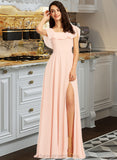 Greta A-Line Square Neckline Floor-Length Bridesmaid Dress With Split Front STIP0013186