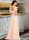 Greta A-Line Square Neckline Floor-Length Bridesmaid Dress With Split Front STIP0013186