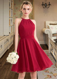 Nyla A-Line Scoop Neck Knee-Length Chiffon Bridesmaid Dress With Ruffle Bow(s) STIP0013189