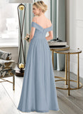 Jazlynn A-Line Off-the-Shoulder Floor-Length Chiffon Bridesmaid Dress With Ruffle STIP0013190