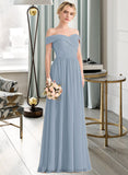 Jazlynn A-Line Off-the-Shoulder Floor-Length Chiffon Bridesmaid Dress With Ruffle STIP0013190