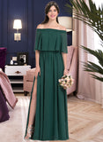 Cecelia A-Line Off-the-Shoulder Floor-Length Chiffon Bridesmaid Dress With Split Front STIP0013192