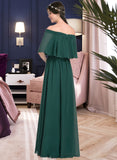 Cecelia A-Line Off-the-Shoulder Floor-Length Chiffon Bridesmaid Dress With Split Front STIP0013192