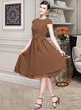 Tiana Chiffon Knee-length Bridesmaid Dress with Cap Sleeves And Sashes STIP0013195