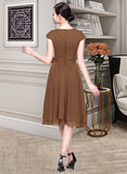 Tiana Chiffon Knee-length Bridesmaid Dress with Cap Sleeves And Sashes STIP0013195