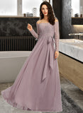 Aria A-Line Off-the-Shoulder Floor-Length Bridesmaid Dress STIP0013200