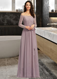 Aria A-Line Off-the-Shoulder Floor-Length Bridesmaid Dress STIP0013200