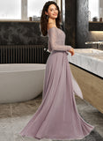 Aria A-Line Off-the-Shoulder Floor-Length Bridesmaid Dress STIP0013200