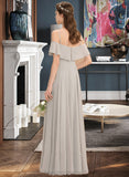 Khloe A-Line Off-the-Shoulder Floor-Length Chiffon Bridesmaid Dress STIP0013202